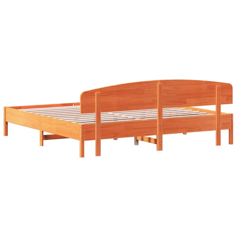 Bed Frame without Mattress Wax Brown 200x200 cm Solid Wood Pine