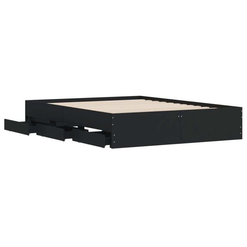 Bed Frame with Drawers without Mattress Black 140x200 cm