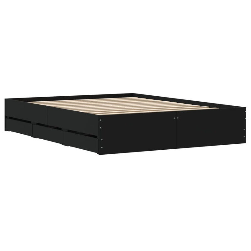 Bed Frame with Drawers without Mattress Black 140x200 cm