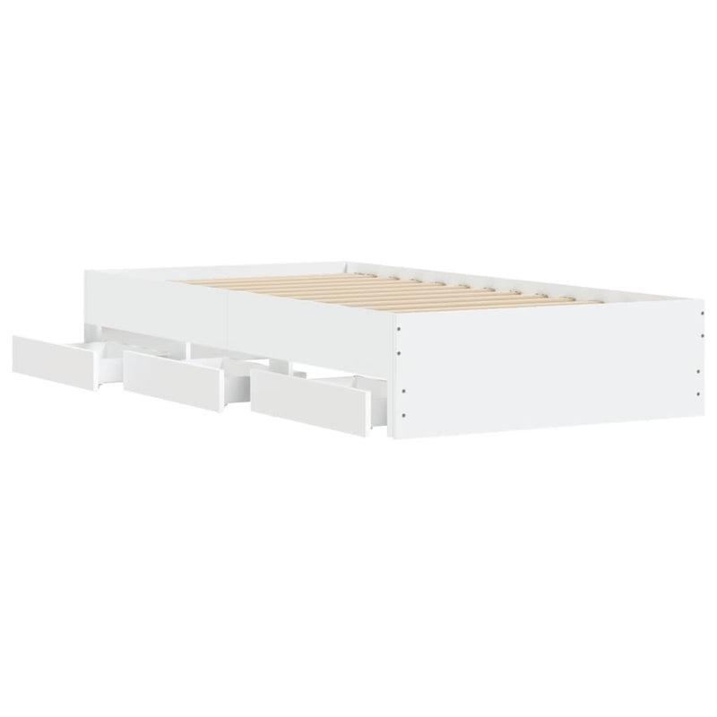 Bed Frame with Drawers without Mattress White 90x200 cm