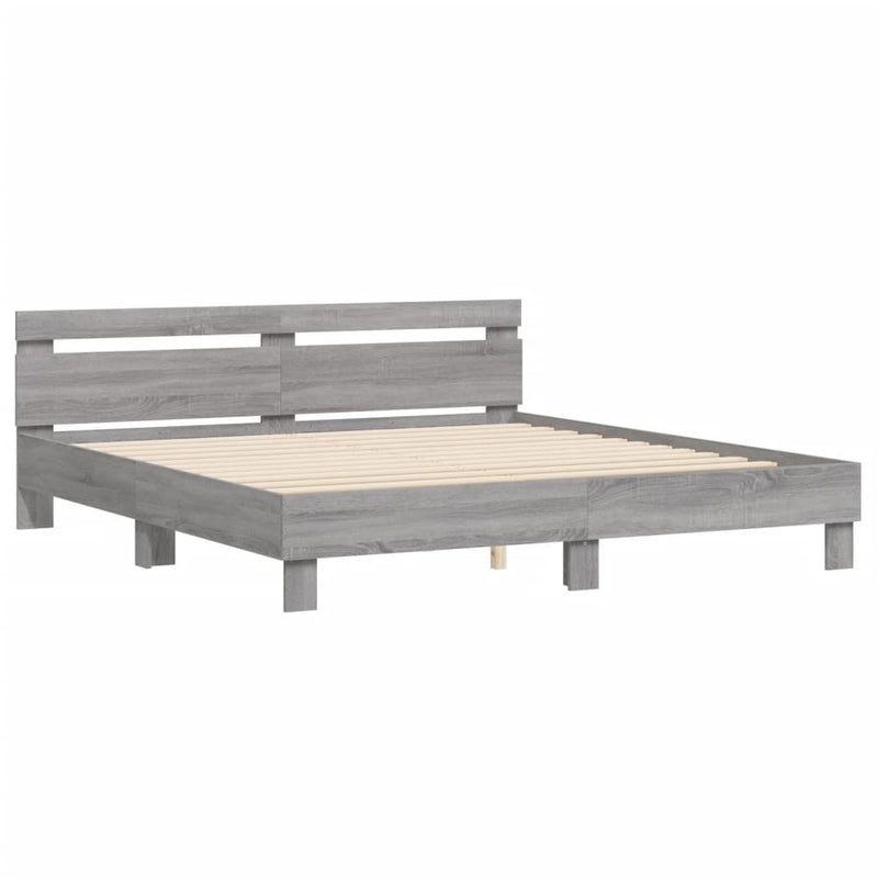 Bed Frame without Mattress Grey Sonoma 180x200 cm Super King