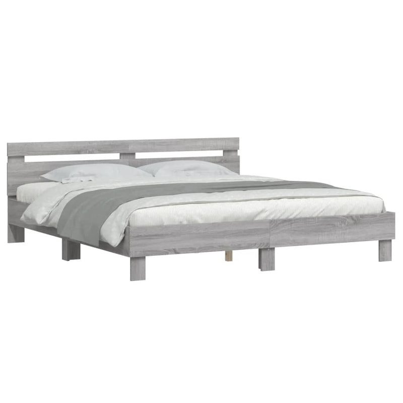 Bed Frame without Mattress Grey Sonoma 180x200 cm Super King