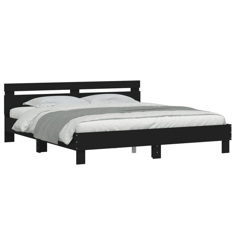 Bed Frame with LED without Mattress Black 160x200 cm