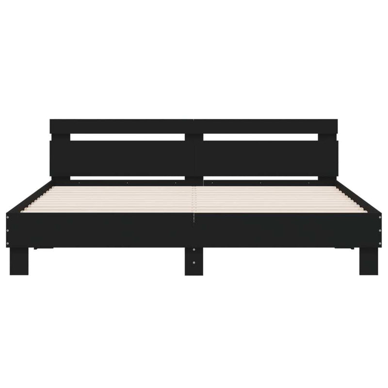 Bed Frame with LED without Mattress Black 160x200 cm