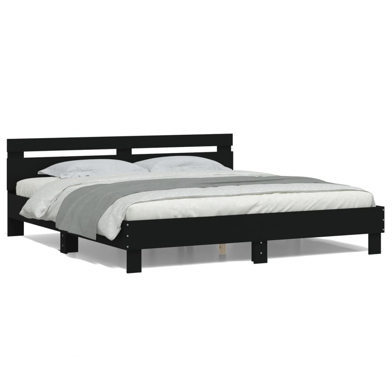 Bed Frame with LED without Mattress Black 160x200 cm