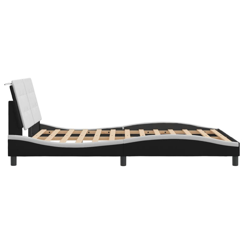 Bed Frame without Mattress Black and White 140x200 cm Faux Leather