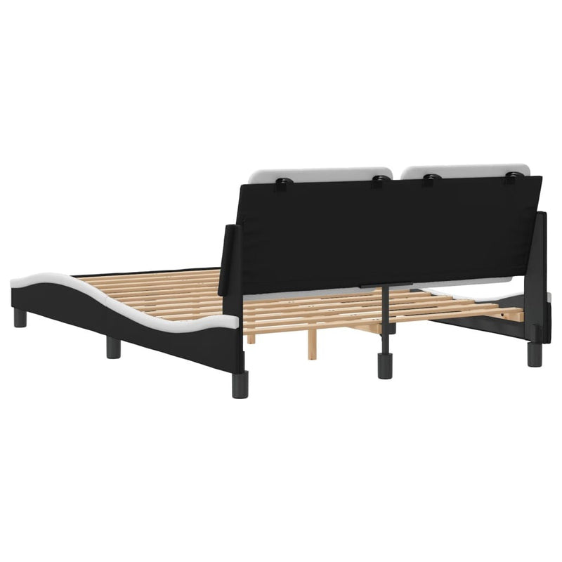 Bed Frame without Mattress Black and White 140x200 cm Faux Leather