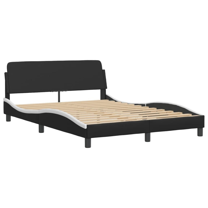 Bed Frame without Mattress Black and White 140x200 cm Faux Leather