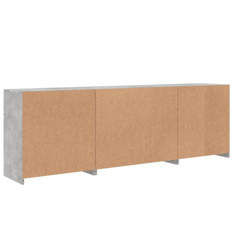 Sideboard with LED Lights Concrete Grey 202x37x67 cm