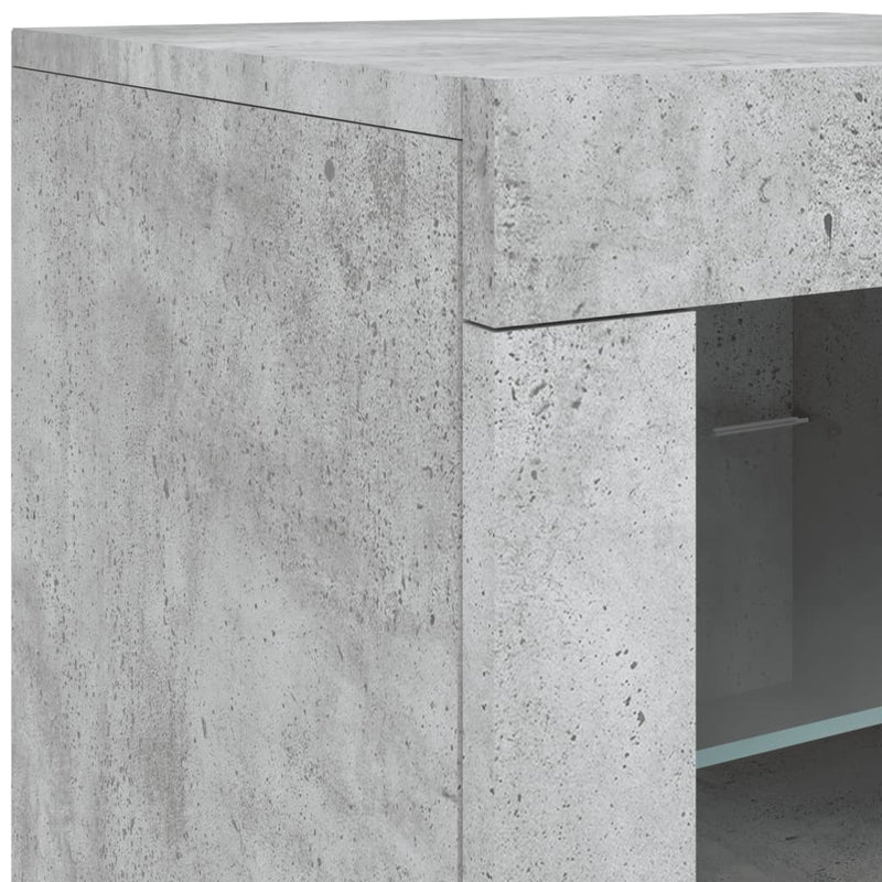 Sideboard with LED Lights Concrete Grey 202x37x67 cm