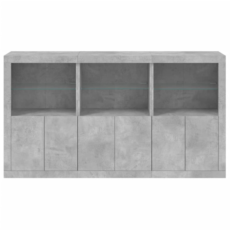 Sideboard with LED Lights Concrete Grey 181.5x37x100 cm