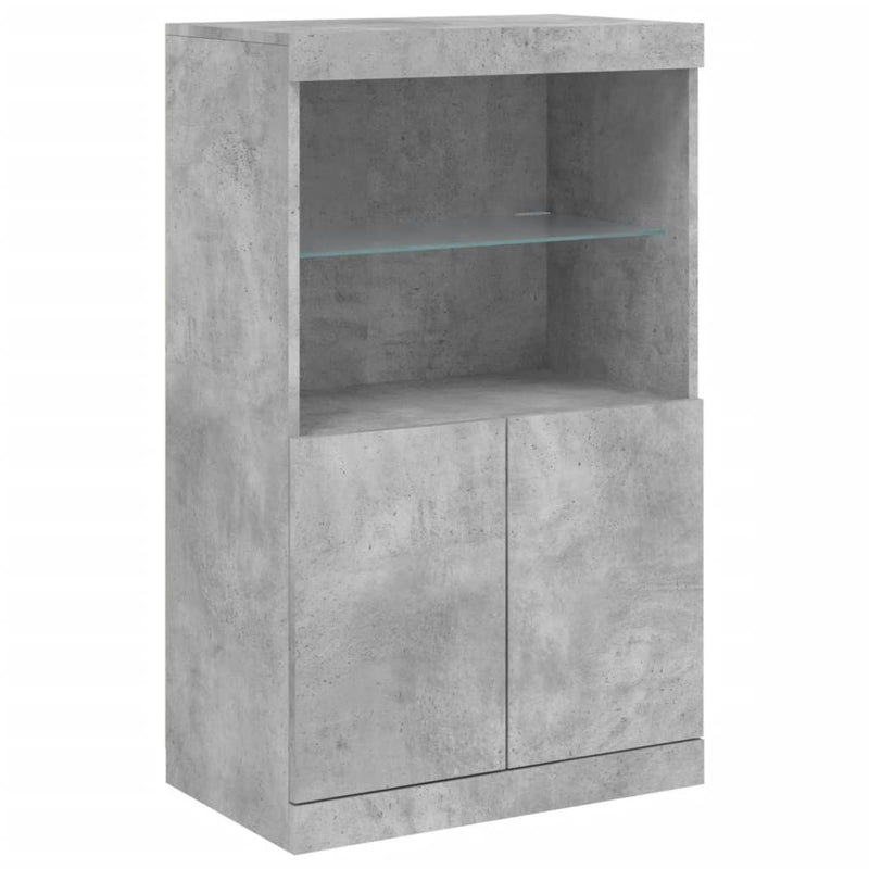 Sideboard with LED Lights Concrete Grey 181.5x37x100 cm