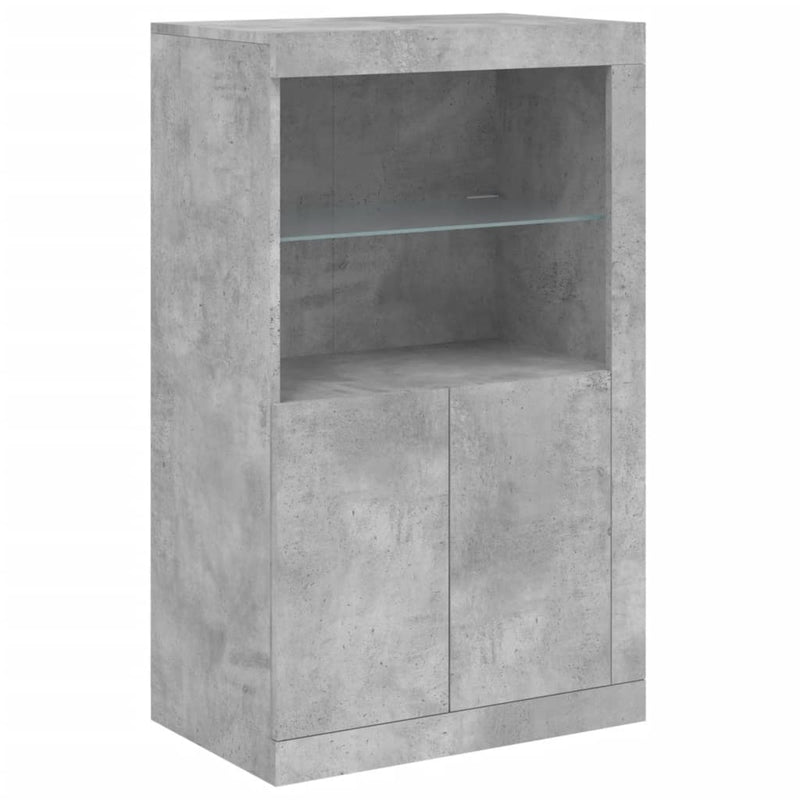 Sideboard with LED Lights Concrete Grey 181.5x37x100 cm