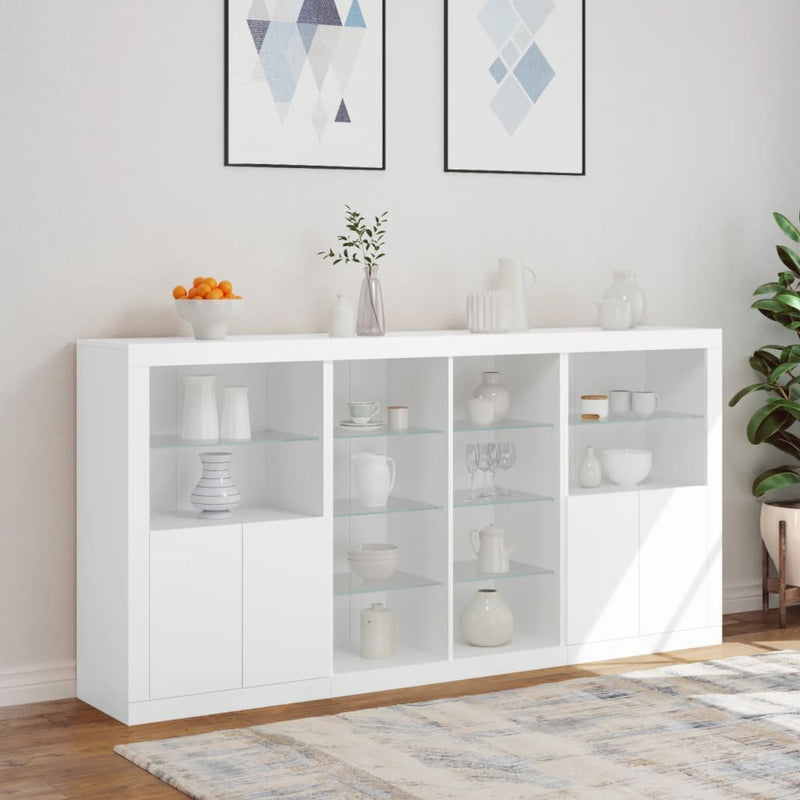 Sideboard with LED Lights White 202x37x100 cm