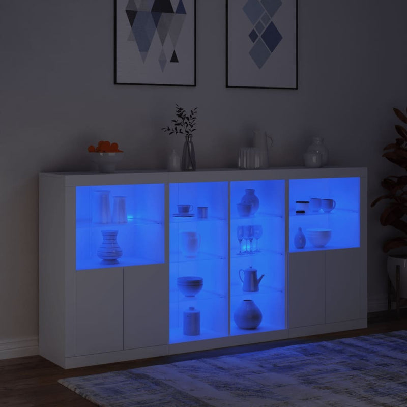 Sideboard with LED Lights White 202x37x100 cm