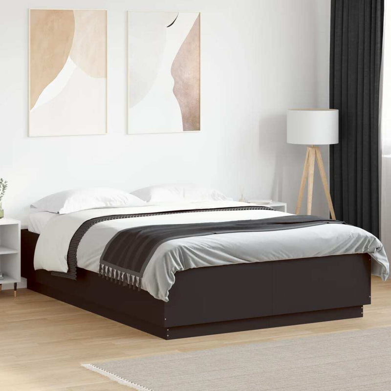 Bed Frame with LED without Mattress Black 160x200 cm