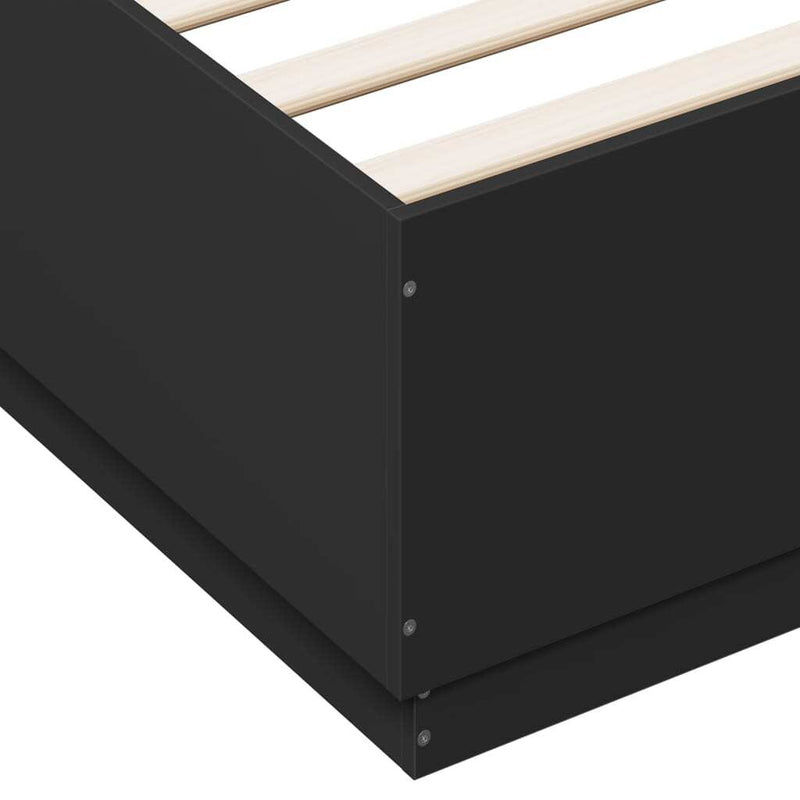 Bed Frame with LED without Mattress Black 160x200 cm