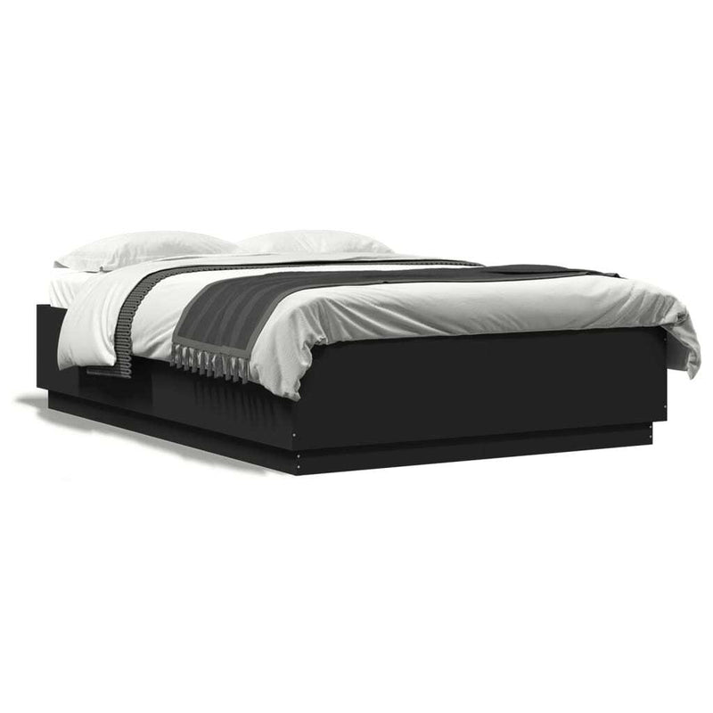 Bed Frame with LED without Mattress Black 160x200 cm