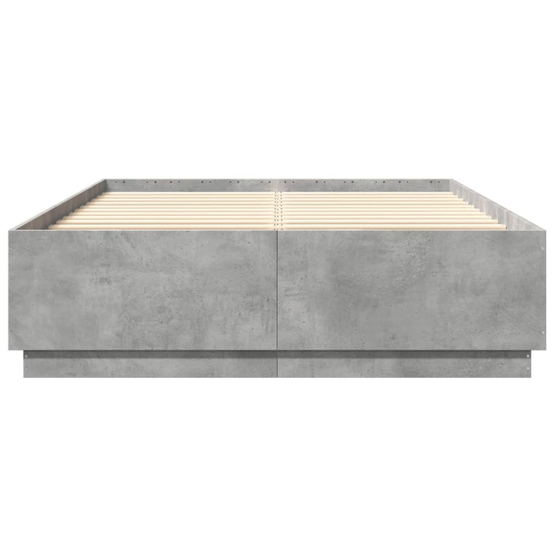 Bed Frame with LED without Mattress Concrete Grey 160x200 cm