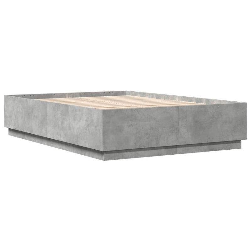 Bed Frame with LED without Mattress Concrete Grey 160x200 cm