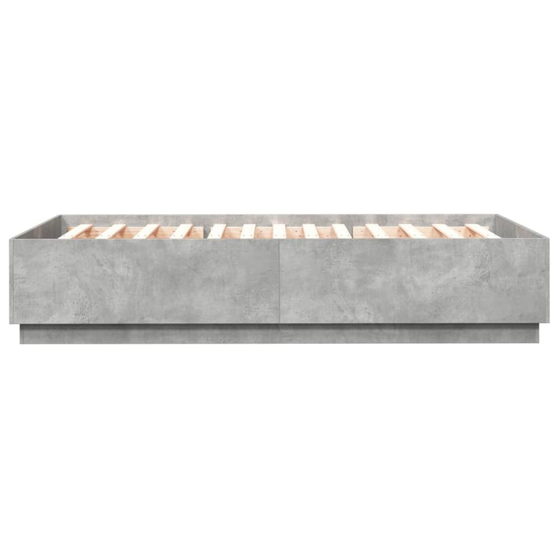 Bed Frame with LED without Mattress Concrete Grey 160x200 cm