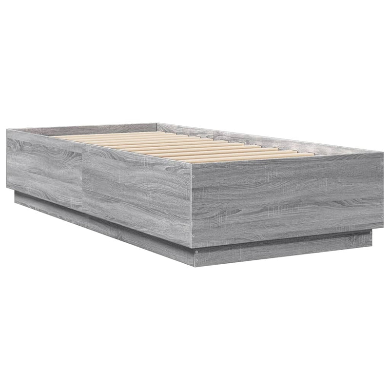 Bed Frame with LED without Mattress Grey Sonoma 90x200 cm