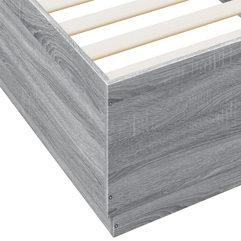 Bed Frame with LED without Mattress Grey Sonoma 90x200 cm