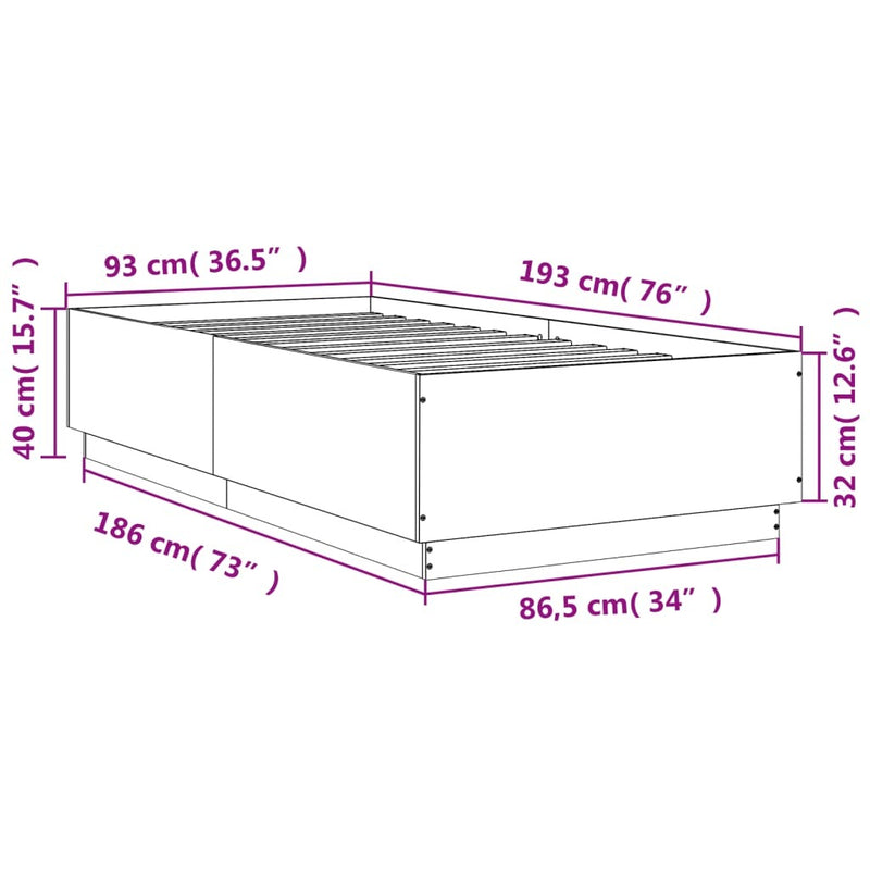 Bed Frame without Mattress Black 90x190 cm Single