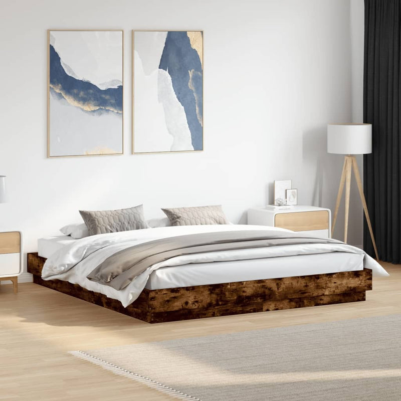 Bed Frame without Mattress Smoked Oak 180x200 cm Super King