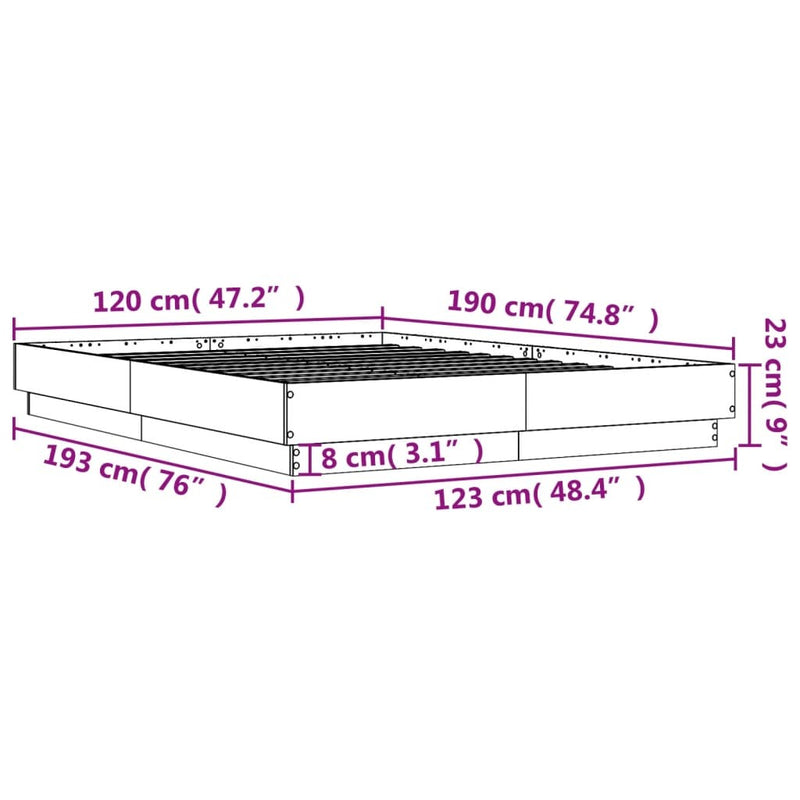 Bed Frame without Mattress Black 120x190 cm Small Double