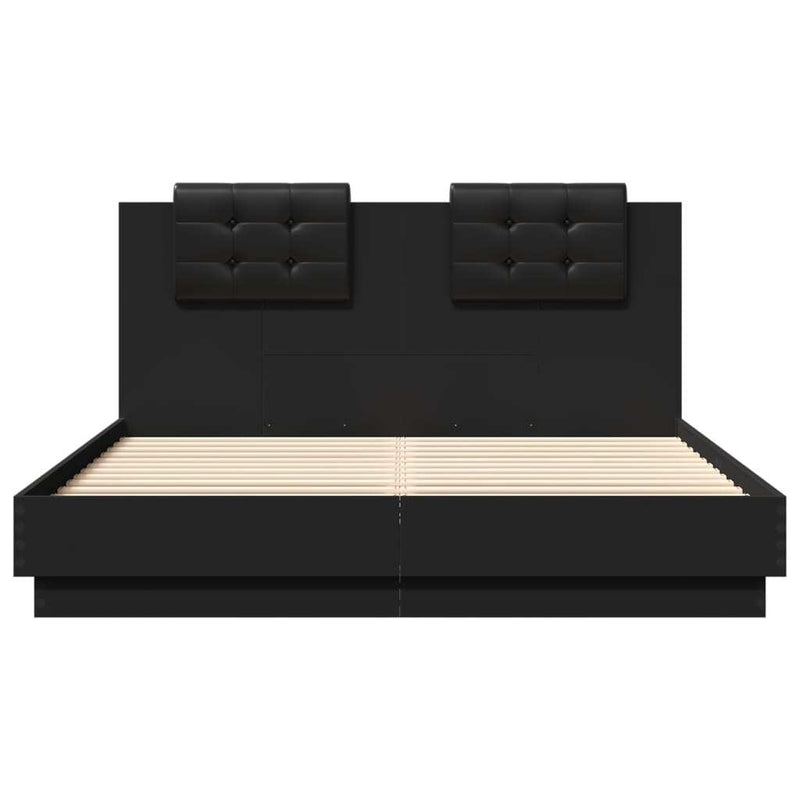 Bed Frame with LED without Mattress Black 150x200 cm King Size