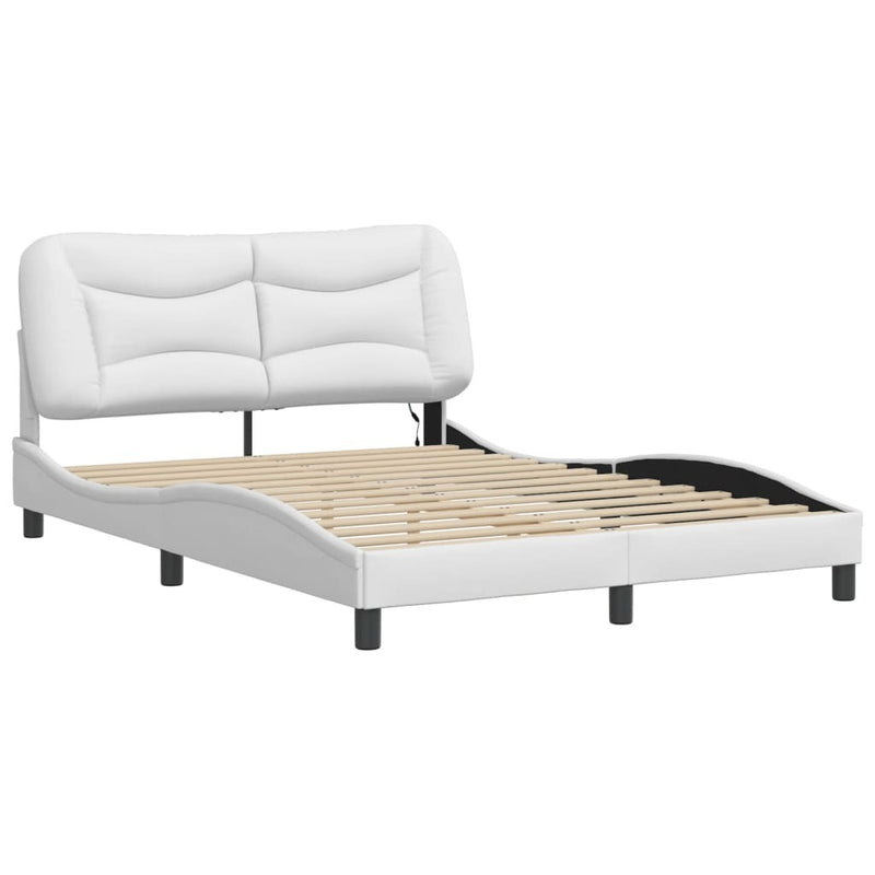 Bed Frame with LED without Mattress White 120x200 cm