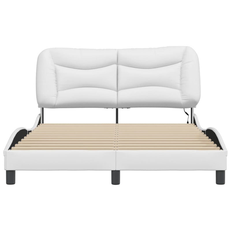 Bed Frame with LED without Mattress White 120x200 cm