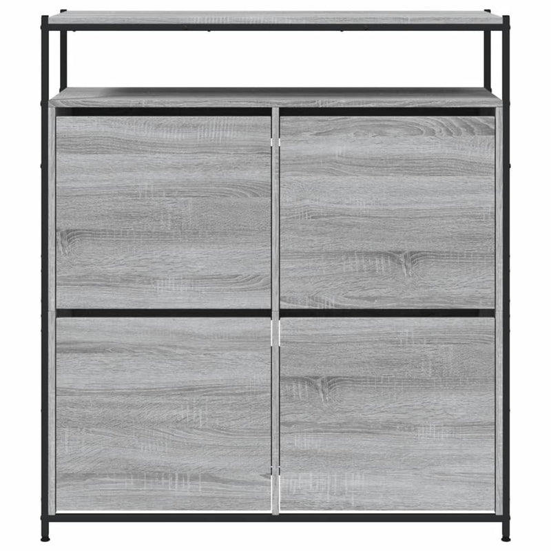 Shoe Cabinet with 4 Flip-Drawers Grey Sonoma 100x34x112 cm