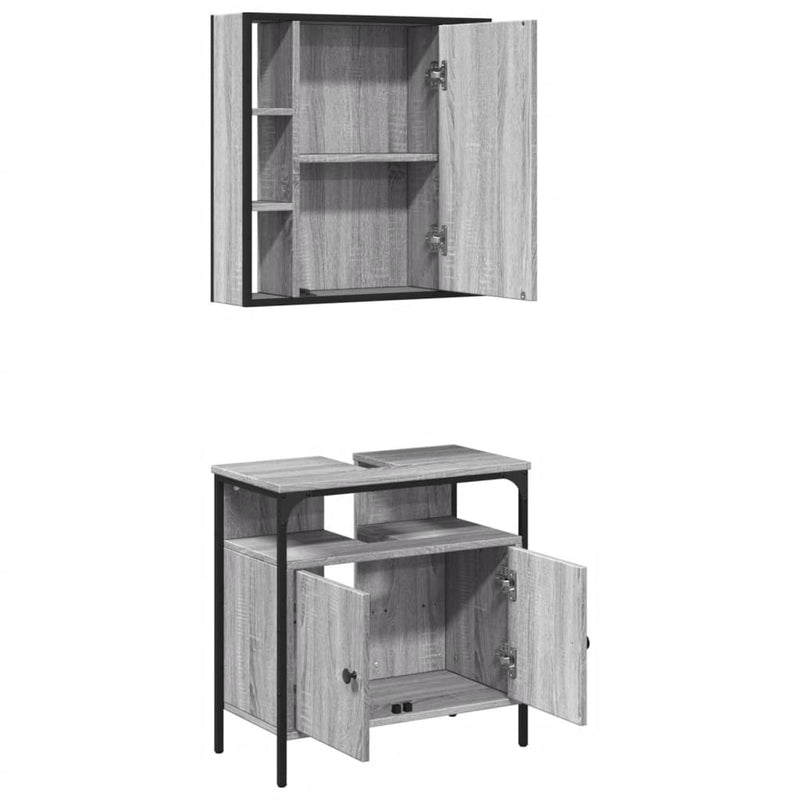 2 Piece Bathroom Furniture Set Grey Sonoma Engineered Wood