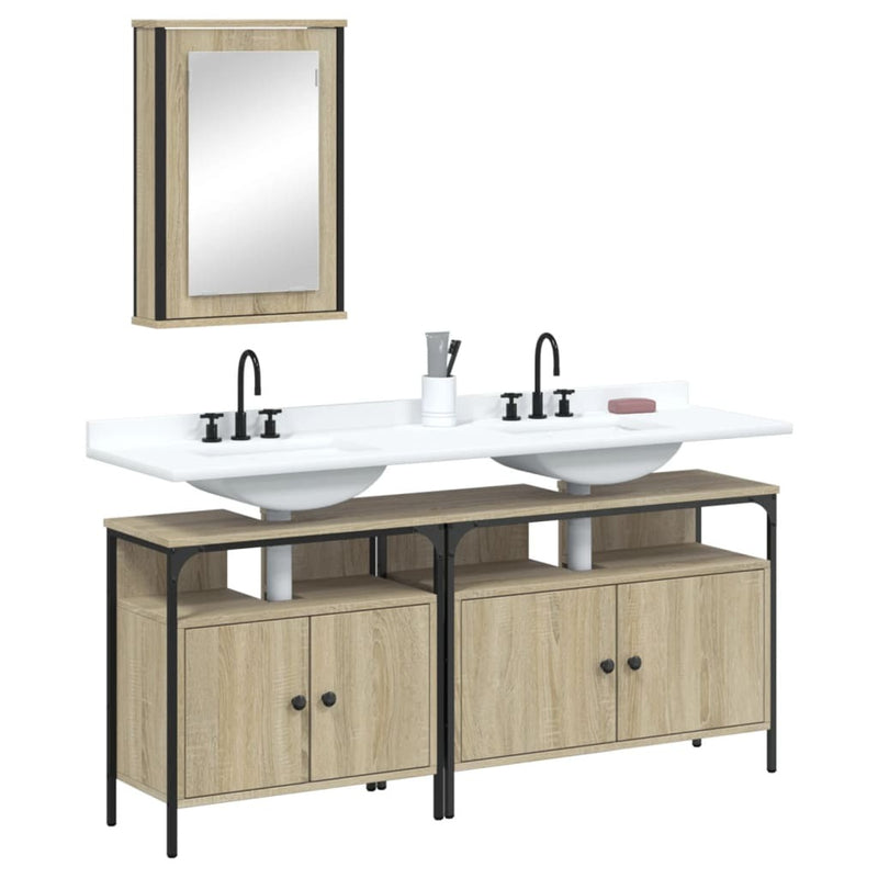 3 Piece Bathroom Furniture Set Sonoma Oak Engineered Wood