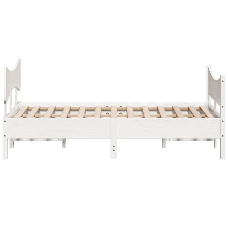 Bed Frame without Mattress White 150x200 cm King Size Solid Wood Pine