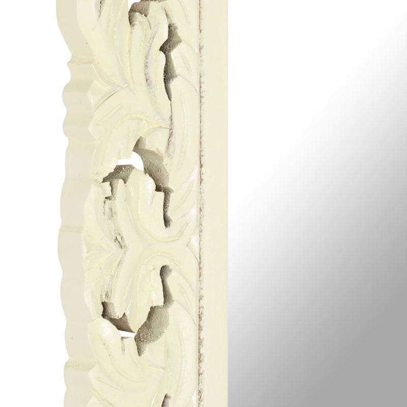 Hand Carved Mirror White 110x50 cm Solid Mango Wood