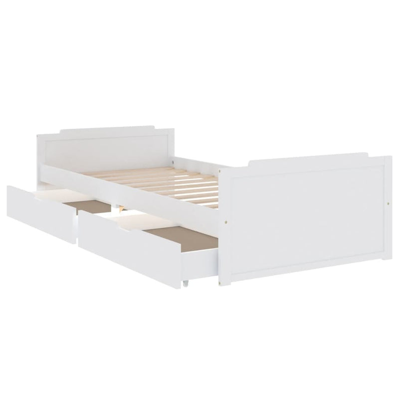 Bed Frame without Mattress White Solid Wood Pine 90x200 cm