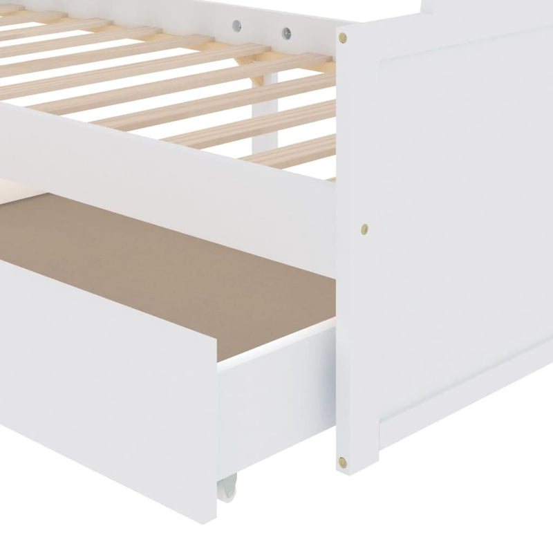 Bed Frame without Mattress White Solid Wood Pine 90x200 cm