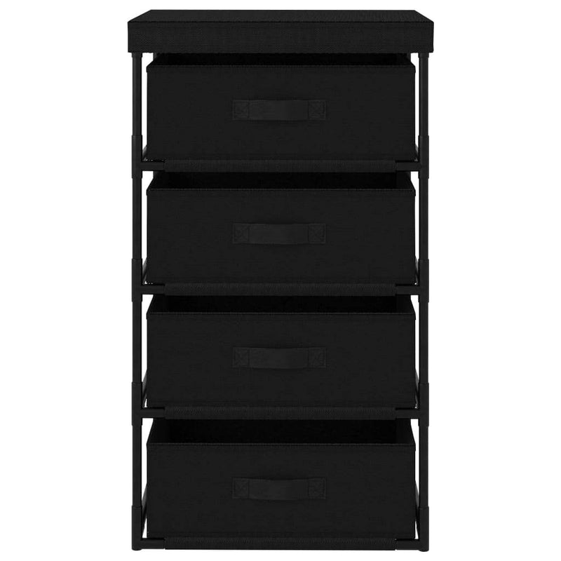 Storage Rack with 4 Fabric Baskets Steel Black