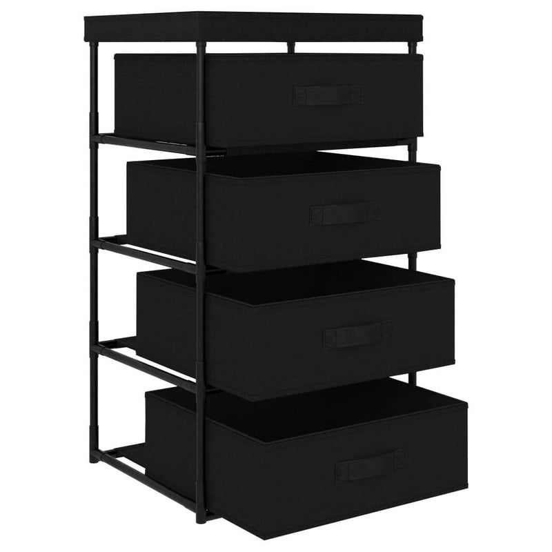 Storage Rack with 4 Fabric Baskets Steel Black