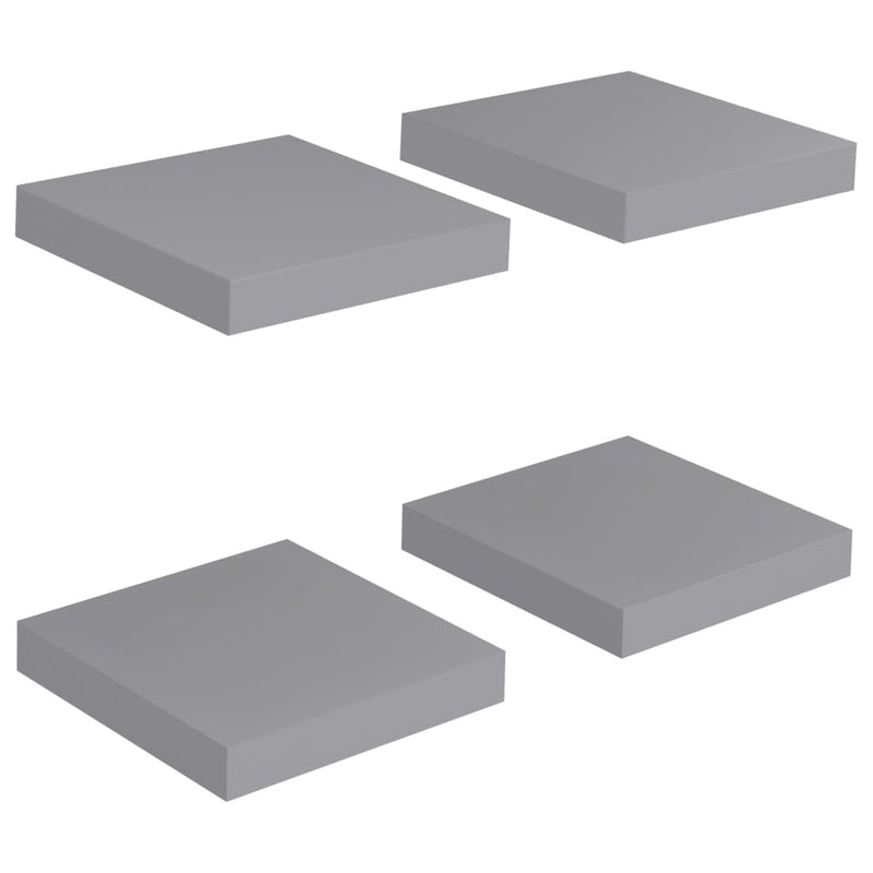 Floating Wall Shelves 4 pcs Grey 23x23.5x3.8 cm MDF