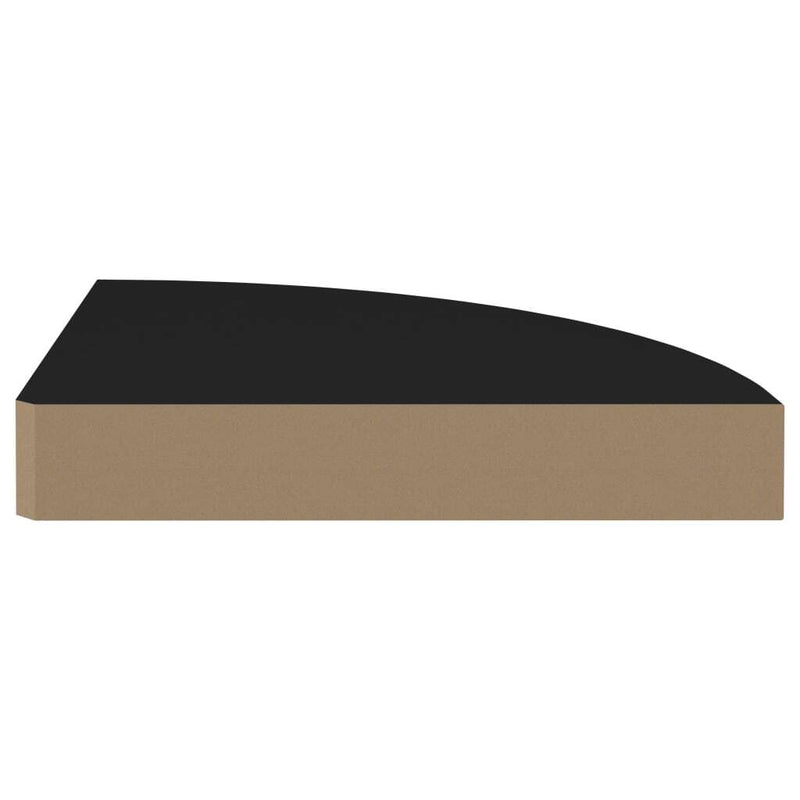 Floating Corner Shelf Black 25x25x3.8 cm MDF