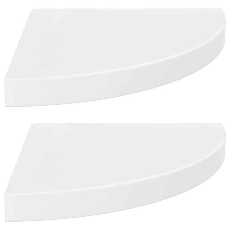 Floating Corner Shelves 2 pcs High Gloss White 35x35x3.8 cm MDF