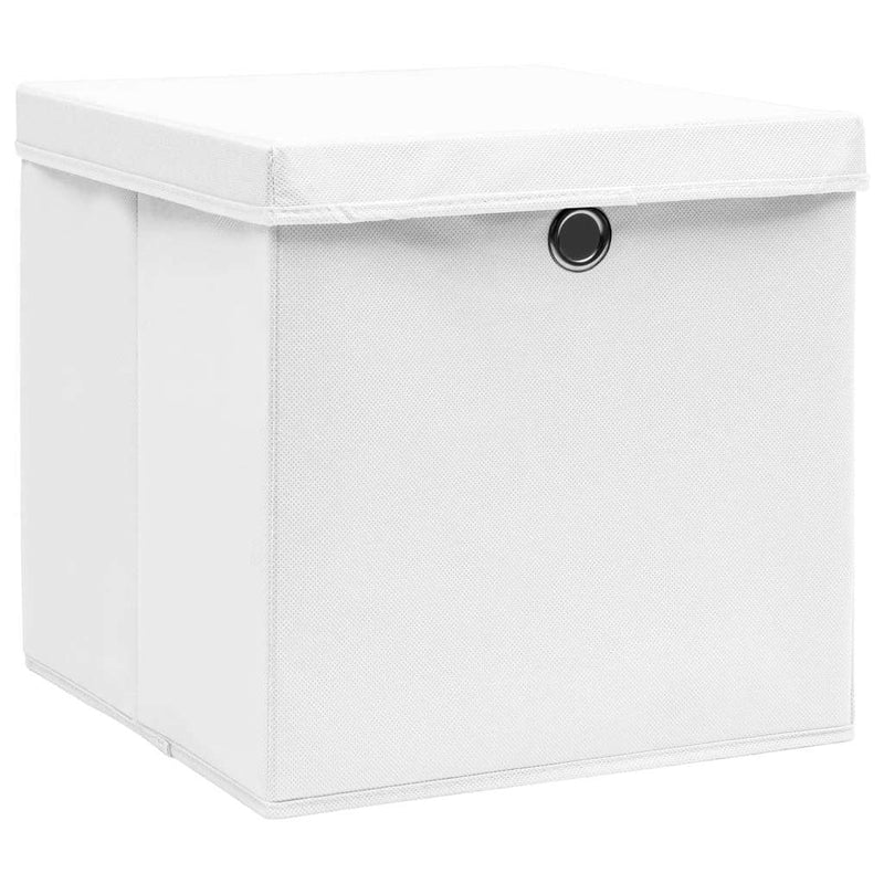 Storage Boxes with Covers 10 pcs 28x28x28 cm White