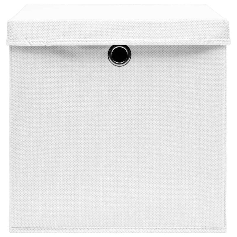 Storage Boxes with Covers 10 pcs 28x28x28 cm White