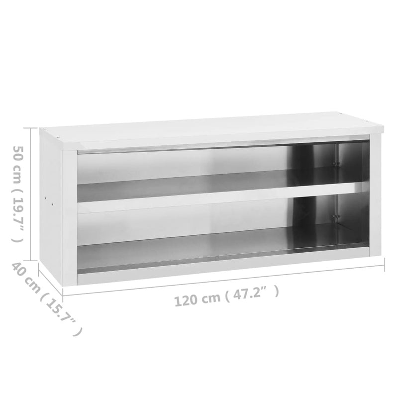 vidaXL Kitchen Wall Cabinet 120x40x50 cm Stainless Steel