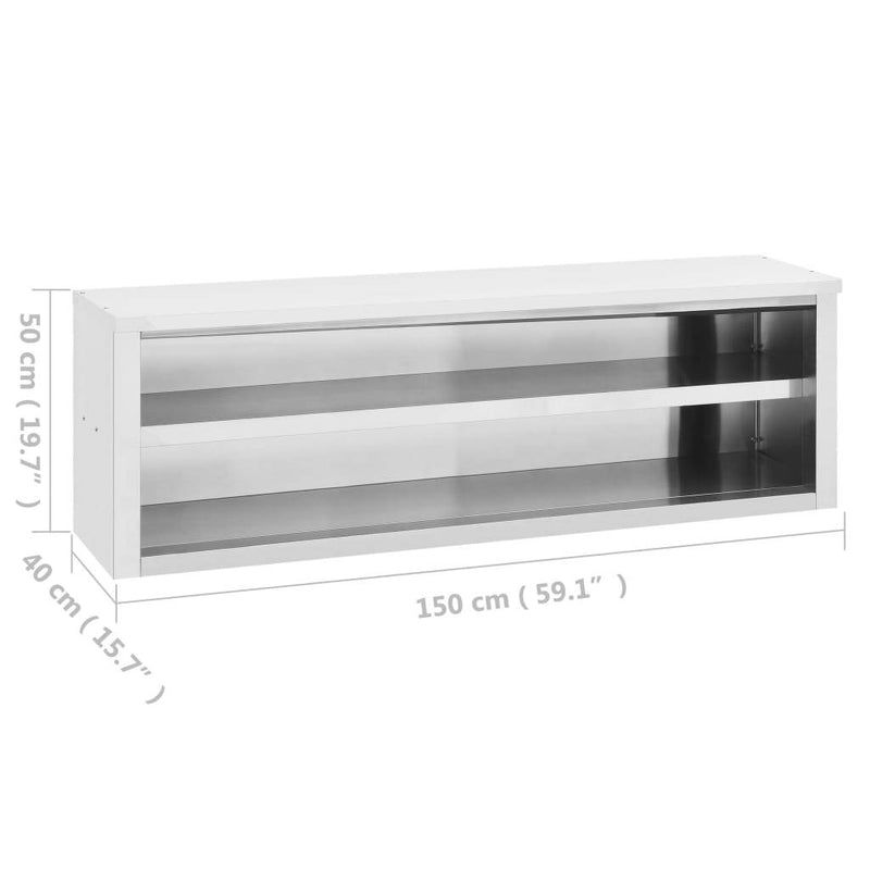 vidaXL Kitchen Wall Cabinet 150x40x50 cm Stainless Steel