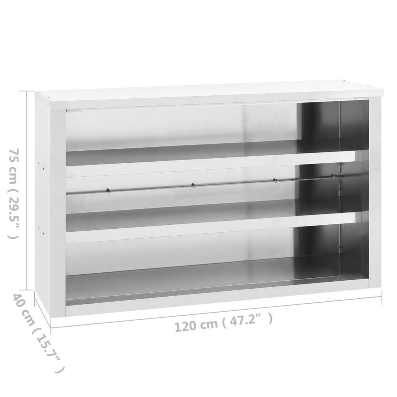 vidaXL Kitchen Wall Cabinet 120x40x75 cm Stainless Steel